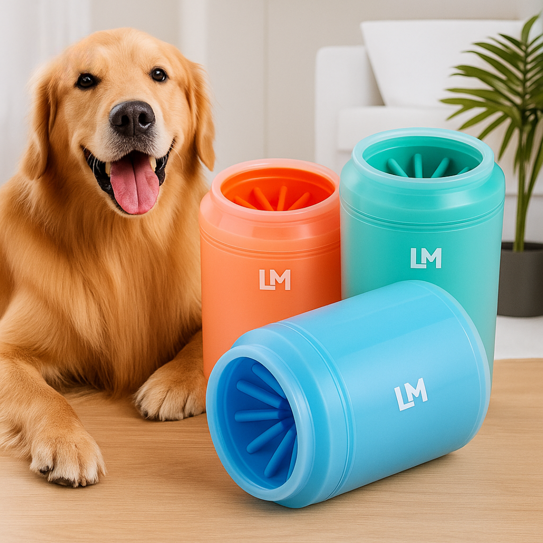 PetCare™ Limpiador de Patas para Mascotas Talla L | Ideal para Perros y Gatos Grandes | Azul, Naranja y Verde