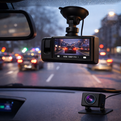 CÁMARA DASHCAM 3 EN 1 – SEGURIDAD TOTAL PARA TU AUTO