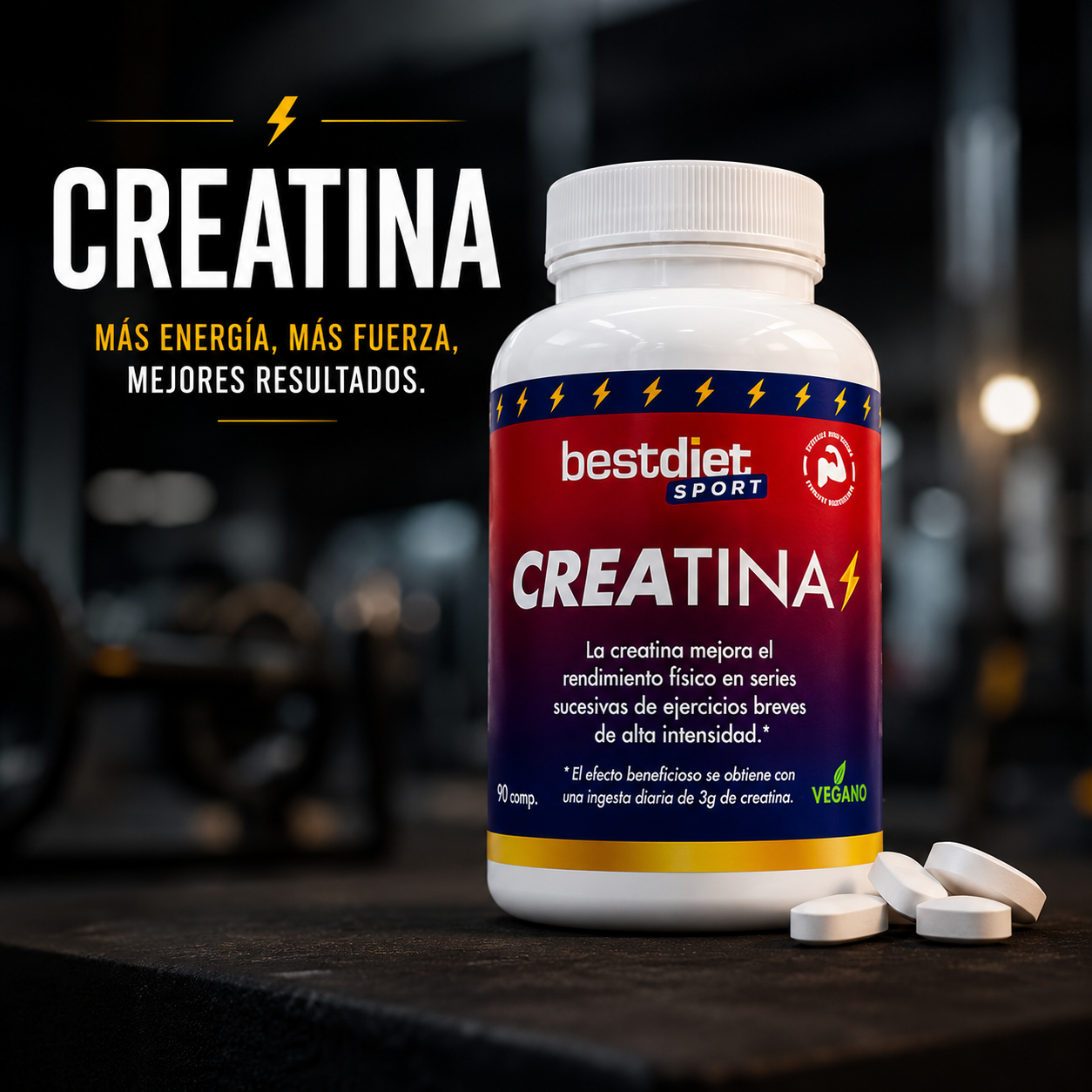 Suplemento de creatina en comprimidos – 90 unidades