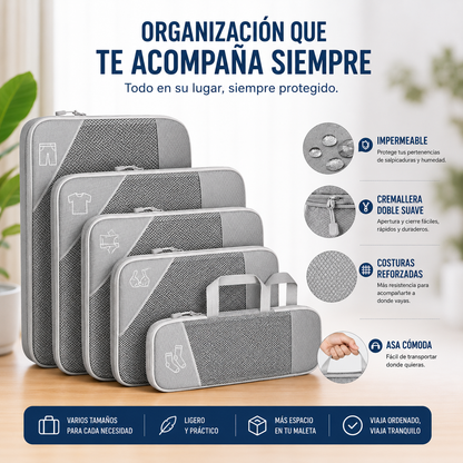 🧳 Set de 5 bolsas organizadoras de compresión para maleta 🔥