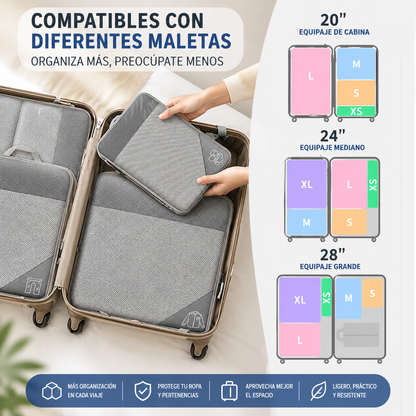 🧳 Set de 5 bolsas organizadoras de compresión para maleta 🔥