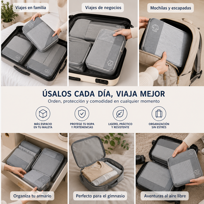 🧳 Set de 5 bolsas organizadoras de compresión para maleta 🔥
