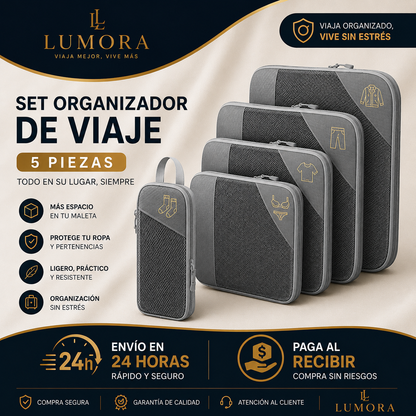 🧳 Set de 5 bolsas organizadoras de compresión para maleta 🔥