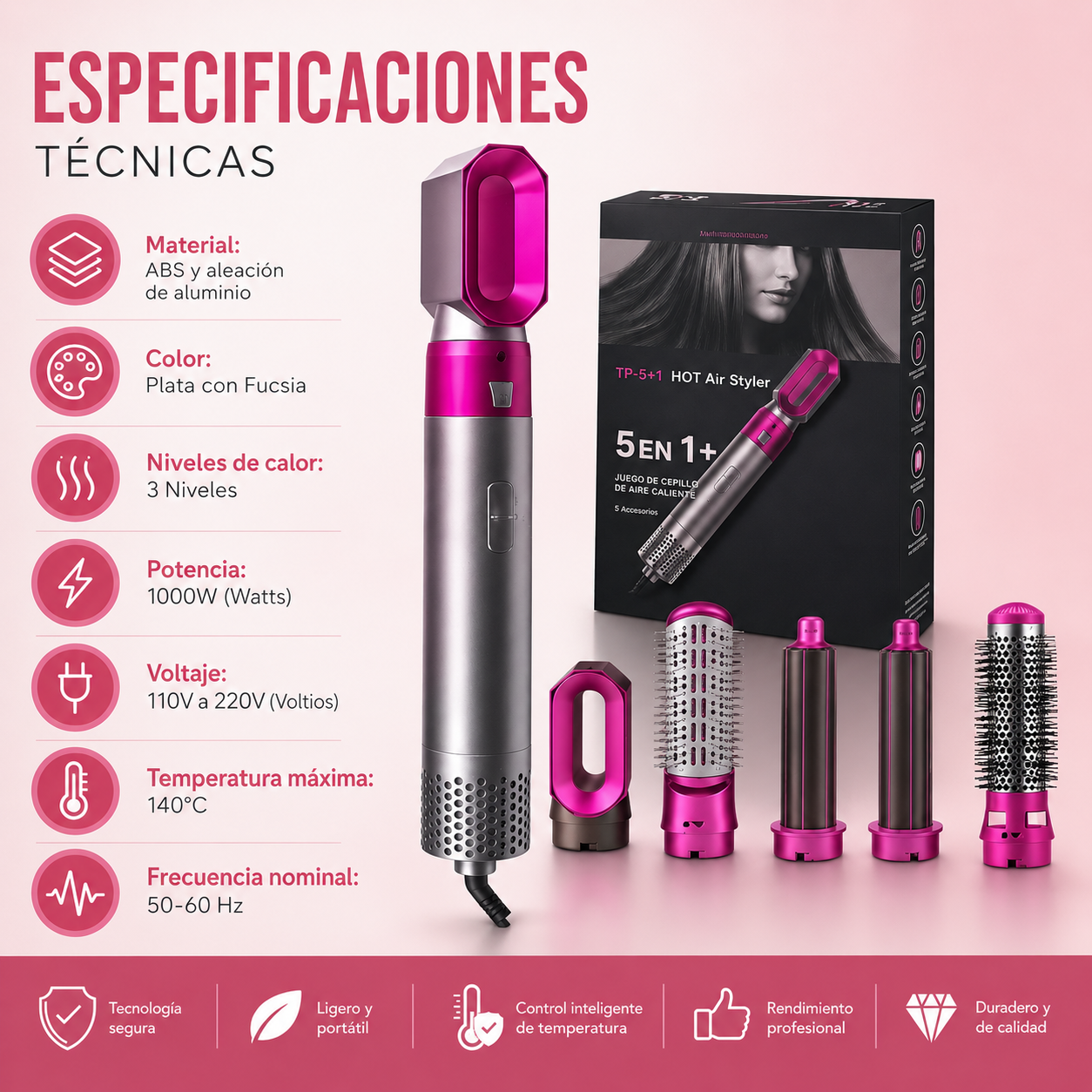 💇‍♀️ Super Cepillo Multifunción 5 en 1 Prime 🔥