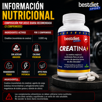 Suplemento de creatina en comprimidos – 90 unidades
